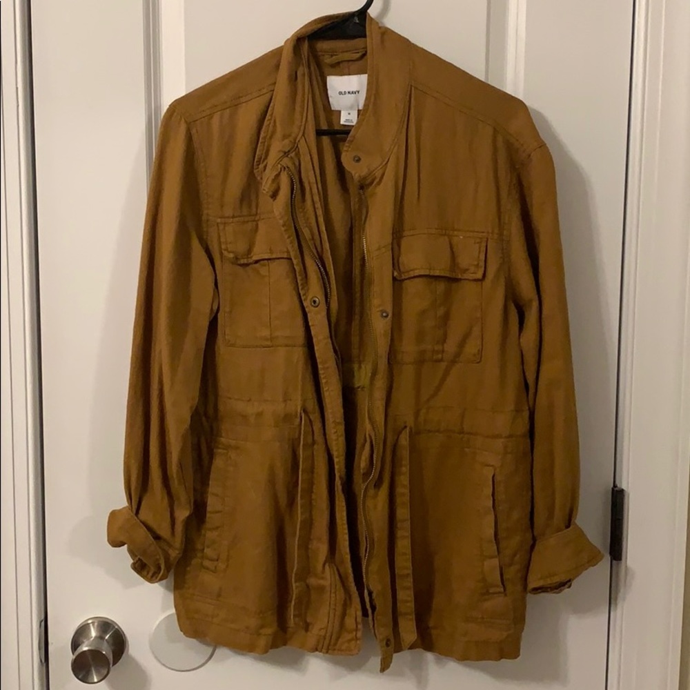 Mustard Yellow Zip Up Linen Jacket